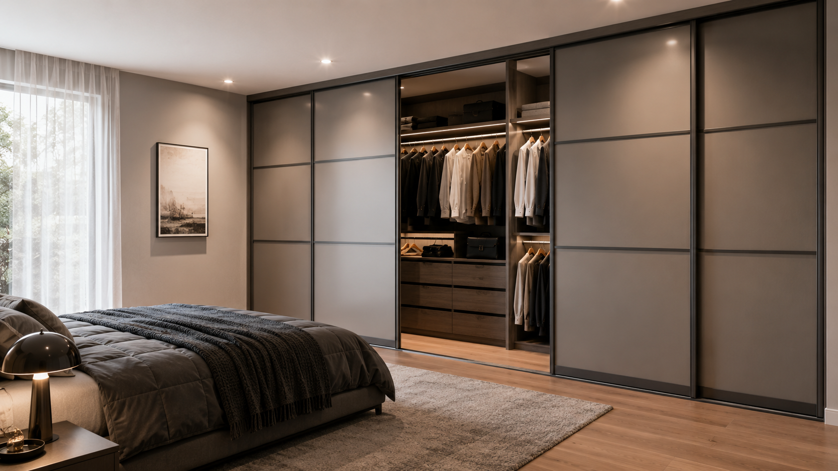 Sliding Door Wardrobe Australia | Space-Saving Bedroom Storage Modern sliding door wardrobe with mirrored panels in an Australian bedroom