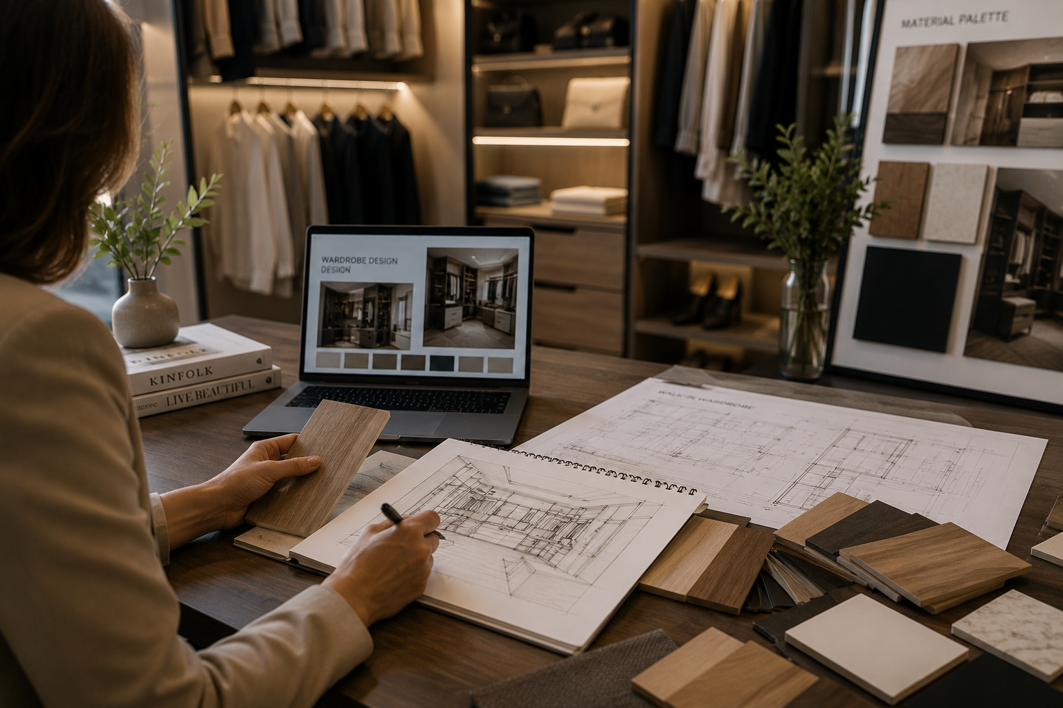 Wardrobe Designer Melbourne | Custom Wardrobe Design Services 2026 Professional wardrobe designer consulting with a Melbourne homeowner on custom closet plans