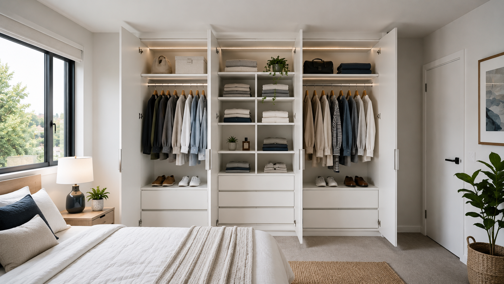 Hinged Door Wardrobes: Pros, Cons & Design Ideas 2026 Classic hinged door wardrobes in a modern bedroom