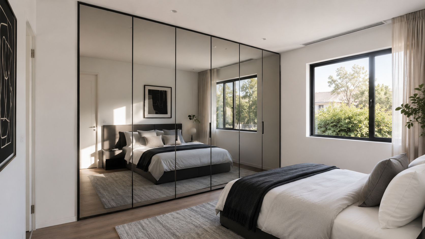 Hinged Mirrored Wardrobe Doors