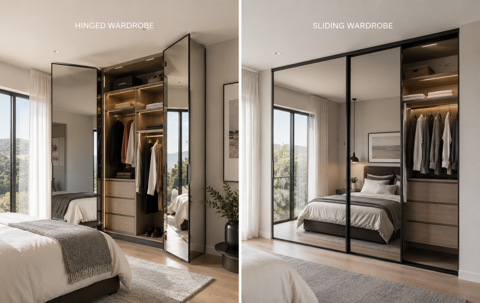 Hinged Mirrored Wardrobe Doors